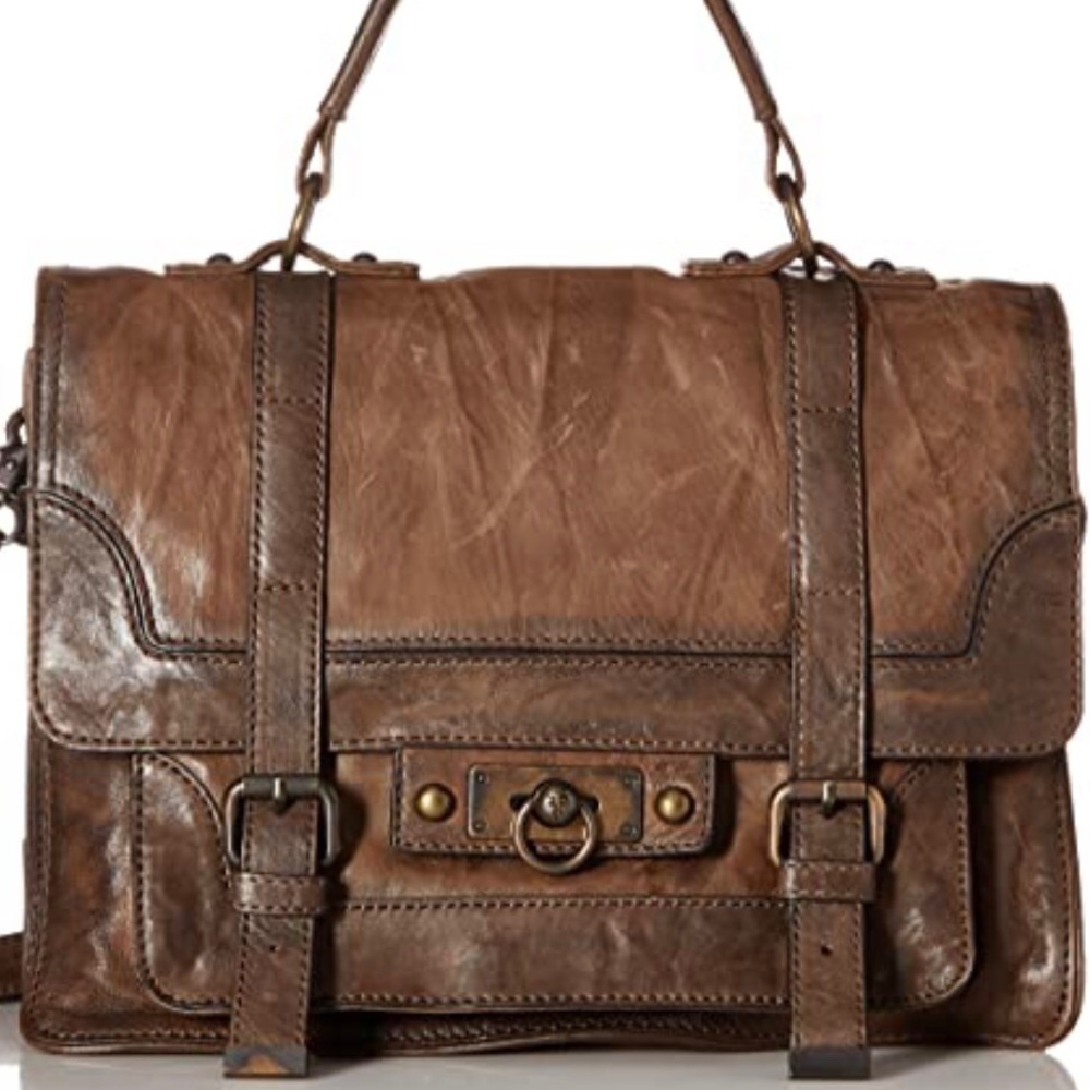 Frye cameron leather satchel. Used with signs of wear but tons of life left.